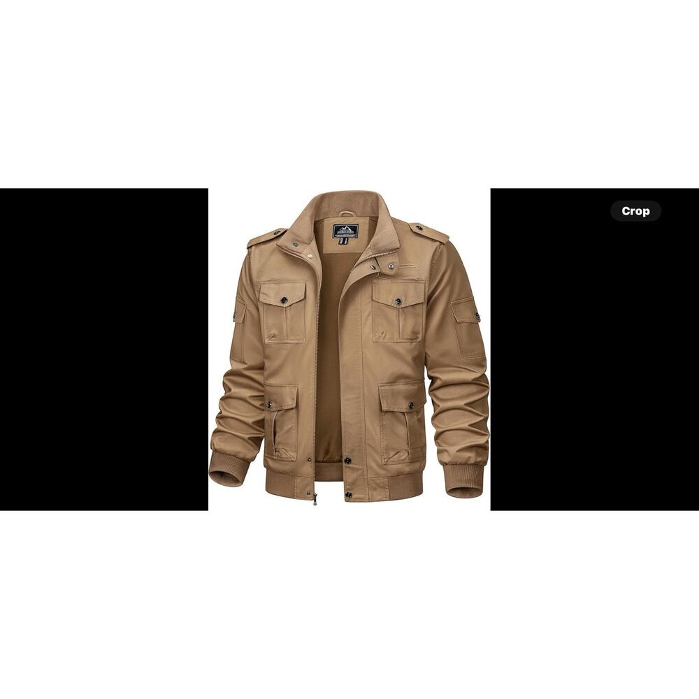 Men's Jacket Lightweight Cargo Jacket Cotton Multi Pockets Casual Warm Work Coat